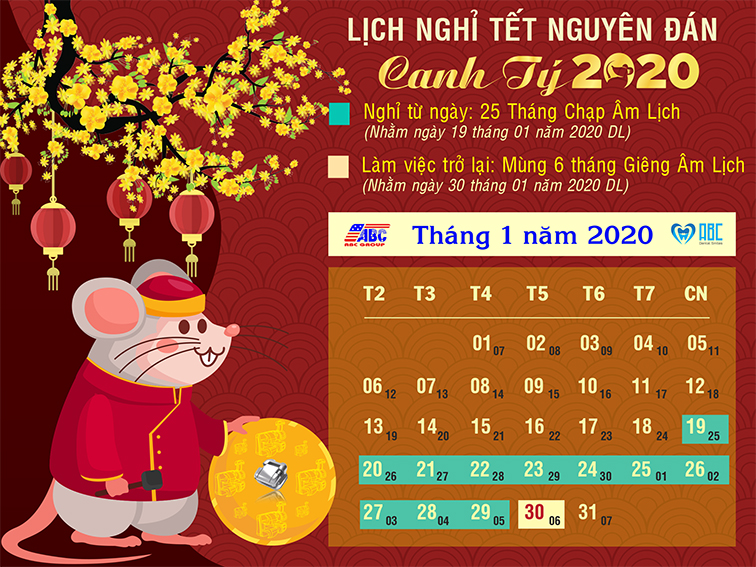 Thông báo lịch nghỉ Tết Âm Lịch - Xuân Canh Tý 2020